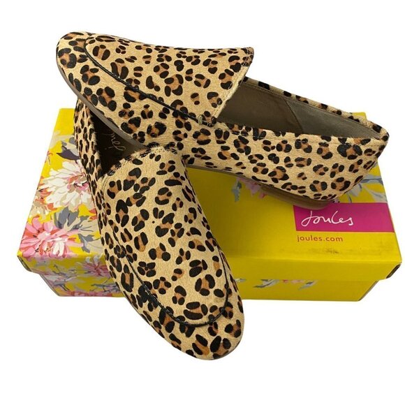 Joules Lexington Tan Animal Hair Leather Leopard Animal Print Loafers Shoes 6 - Picture 10 of 12